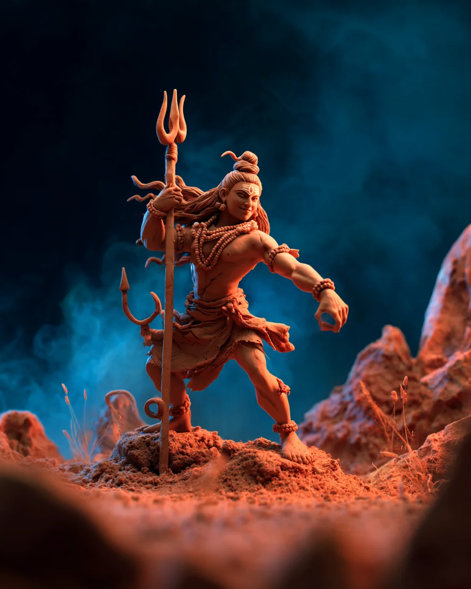 Lord Shiva clay close-up