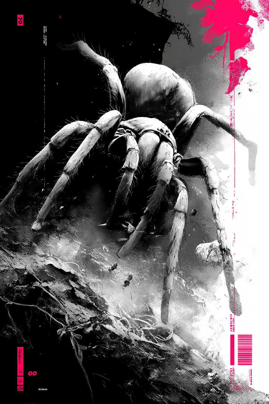 Tarantula ink illustration