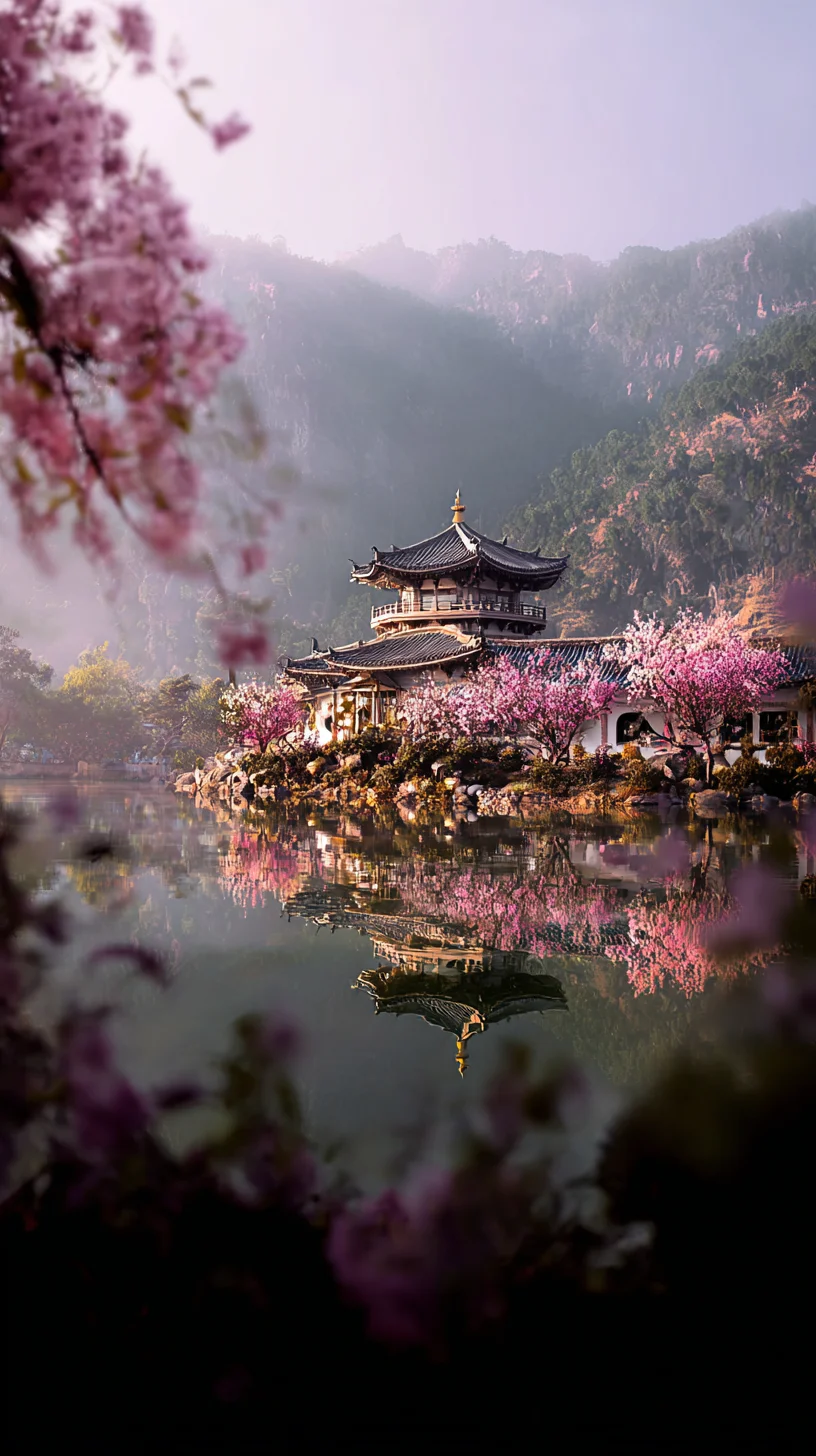 Chinese building lake