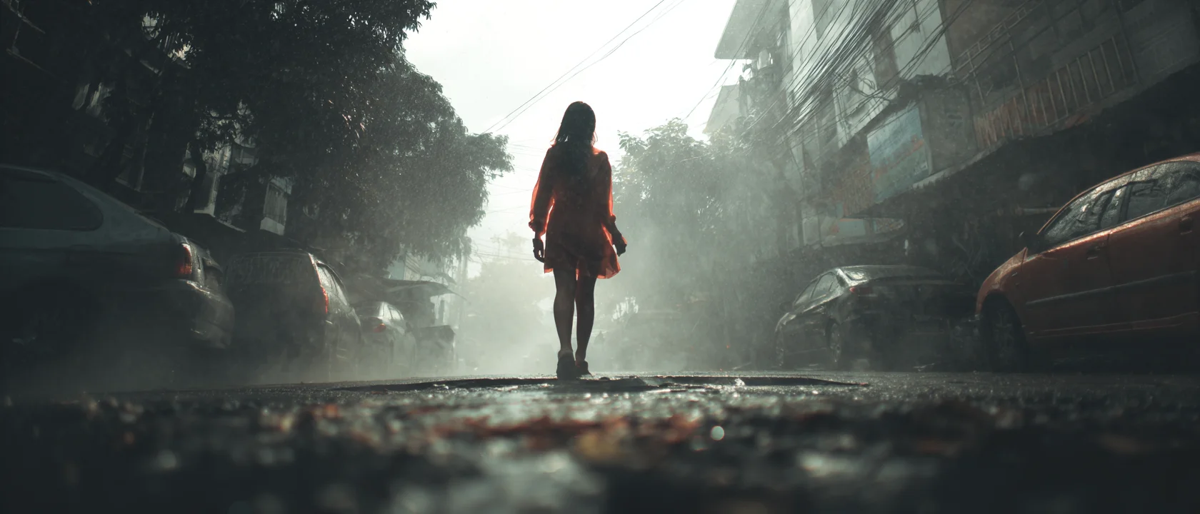 Girl walking street