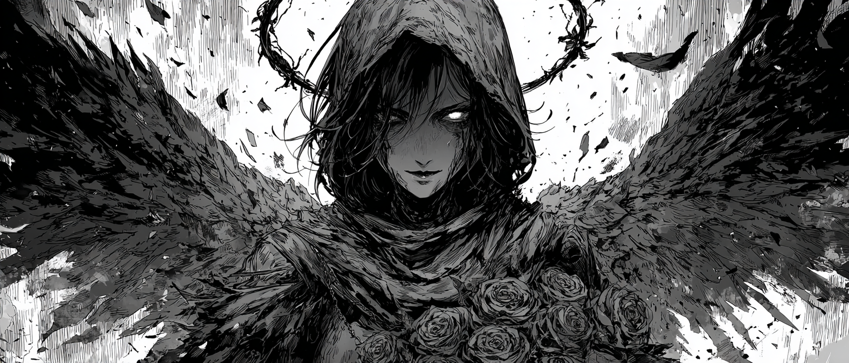 Black and white manga shot