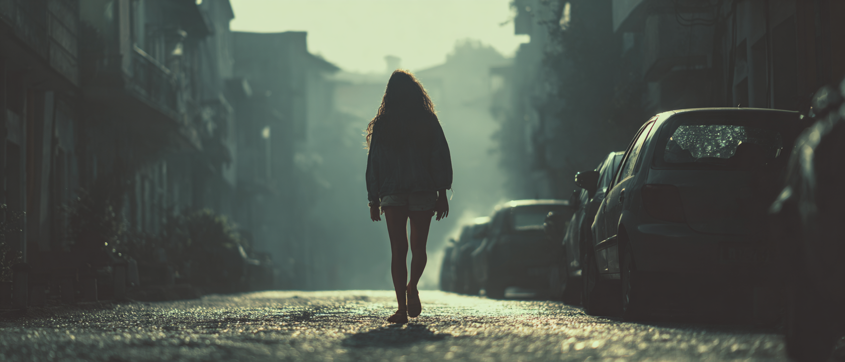 Girl walking down the street