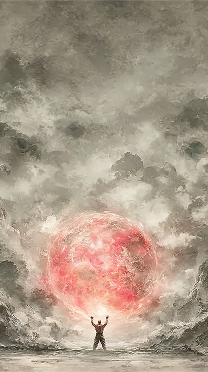 Lone man in endless landscape